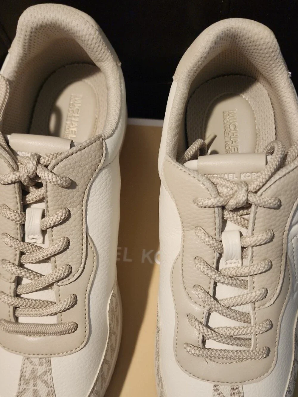 Michael Kors Beige Cream Logo-Print Women's Sneakers